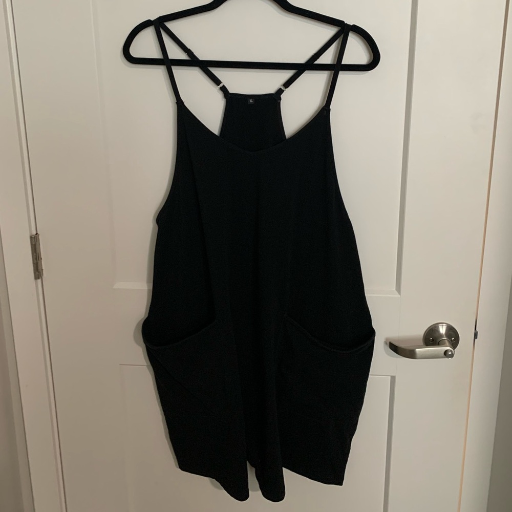 Black Strappy Romper shorts built-in XL